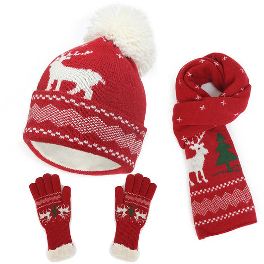 3-in-1-Set mit Beanie, Schal und Handschuhen im Weihnachtsstil - Rot - Einheitsgröße - image 0