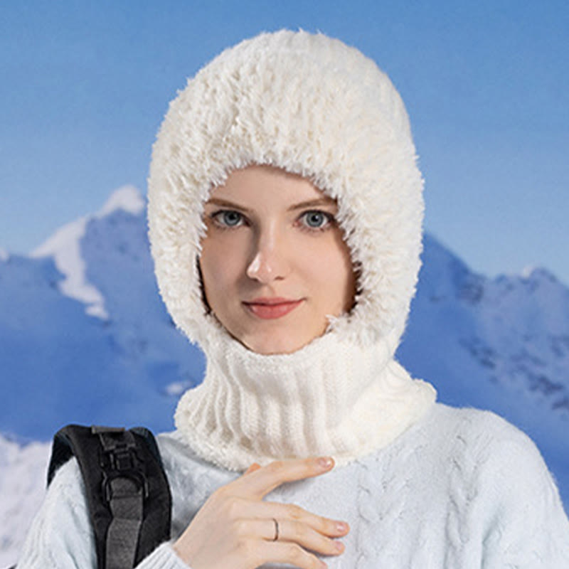 Weicher Winterschal mit Kapuze - Weiß - Einheitsgröße - image 11