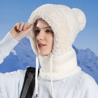 Strickschal mit Kapuze und Kordelzug