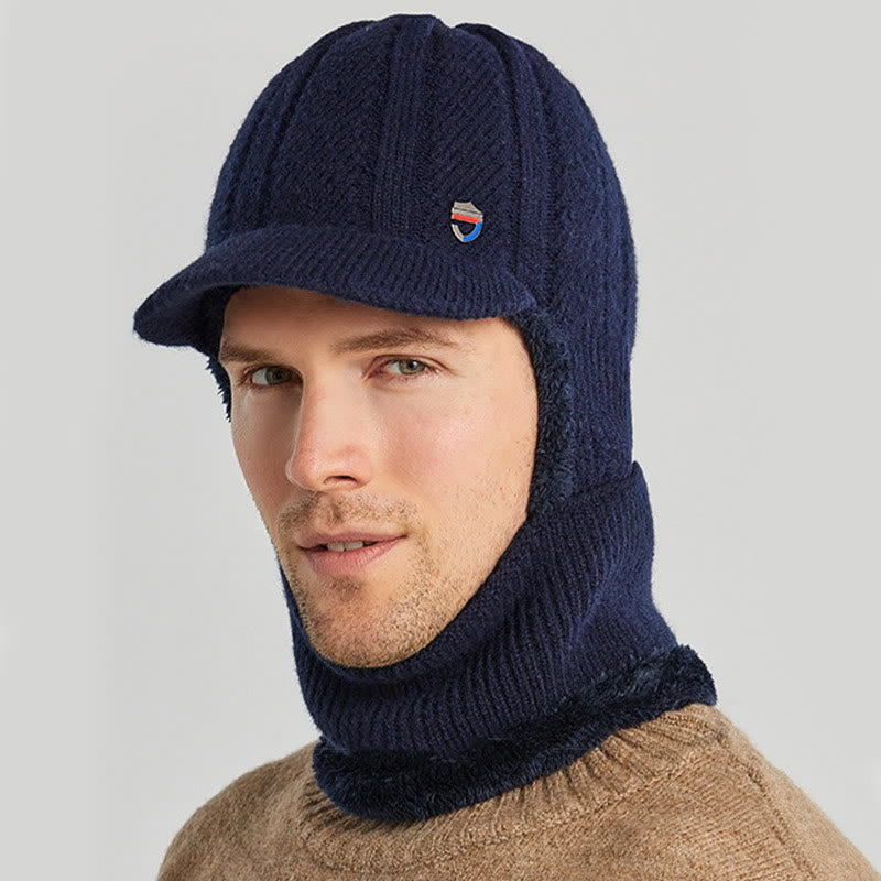Winterstrickmütze mit Kapuze - Marineblau - Einheitsgröße - image 3