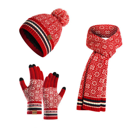 Touchscreen-Handschuhe, Beanie-Schal, 3-in-1-Set - Rot - Einheitsgröße - image 14