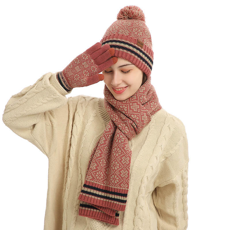 Touchscreen-Handschuhe, Beanie-Schal, 3-in-1-Set