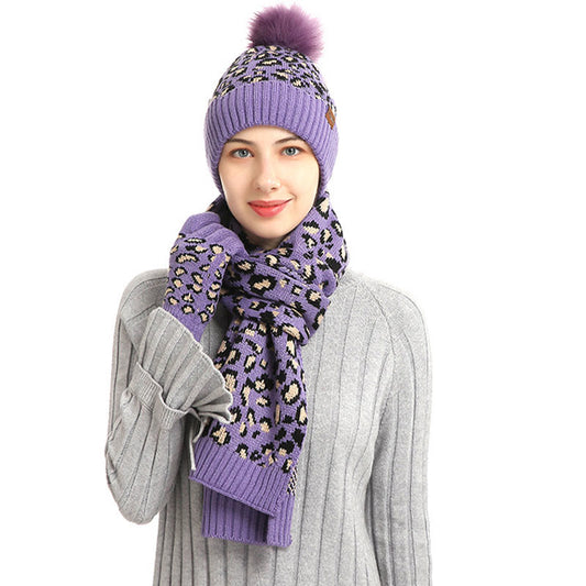 Leoparden-Handschuhe, Beanie-Schal, 3-in-1-Set