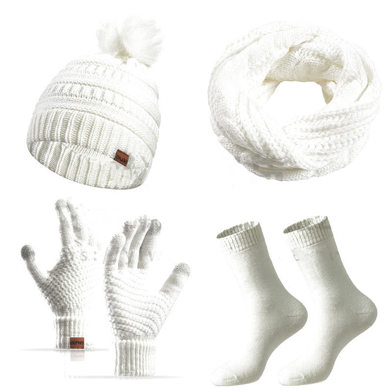 Winter Classic Handschuhe Beanie Schal Socken 4 in 1 Set - Weiß - Einheitsgröße - image 11