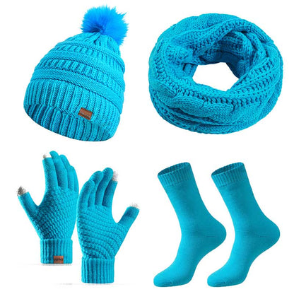 Winter Classic Handschuhe Beanie Schal Socken 4 in 1 Set - Seeblau - Einheitsgröße - image 15