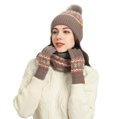 Schneeflockenhandschuhe, Beanie-Schal, 3-in-1-Set