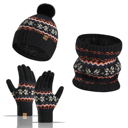Schneeflockenhandschuhe, Beanie-Schal, 3-in-1-Set
