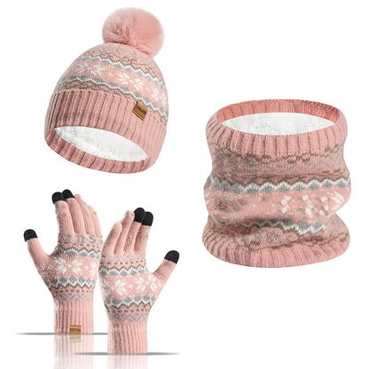 Schneeflockenhandschuhe, Beanie-Schal, 3-in-1-Set