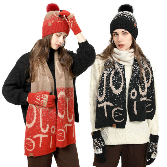 Alphabet Handschuhe Beanie Schal 3 in 1 Set