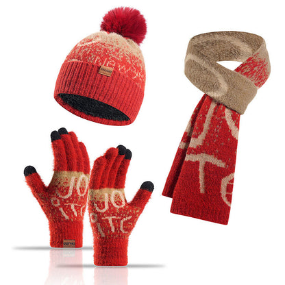 Alphabet Handschuhe Beanie Schal 3 in 1 Set - Wein - Einheitsgröße - image 8