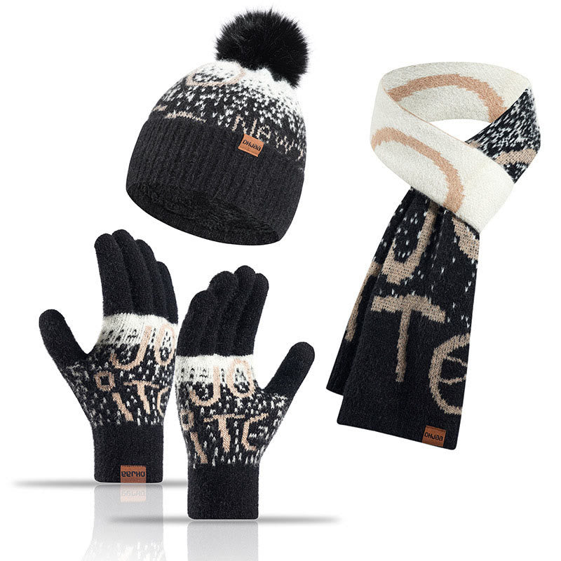 Alphabet Handschuhe Beanie Schal 3 in 1 Set - Schwarz - Einheitsgröße - image 9