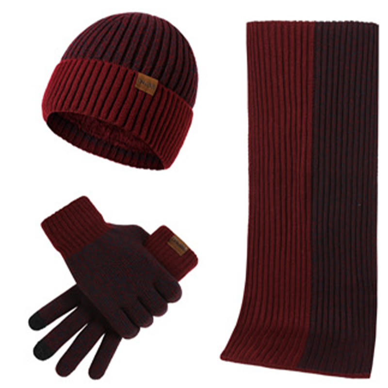 Farblich passende Handschuhe, Beanie, Schal, 3-in-1-Set - Wein - Einheitsgröße - image 13