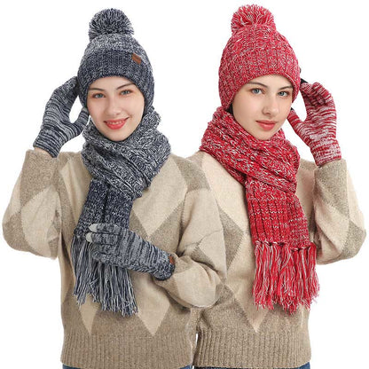 Klassisches 3-in-1-Set mit passenden Handschuhen, Beanie und Schal - image 0
