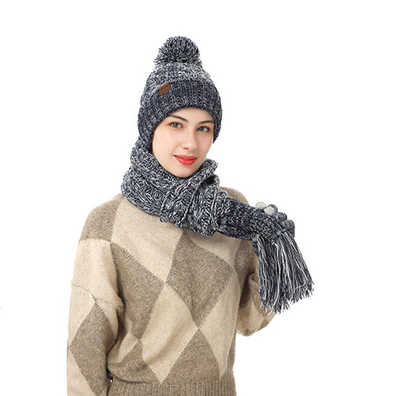 Klassisches 3-in-1-Set mit passenden Handschuhen, Beanie und Schal - image 3