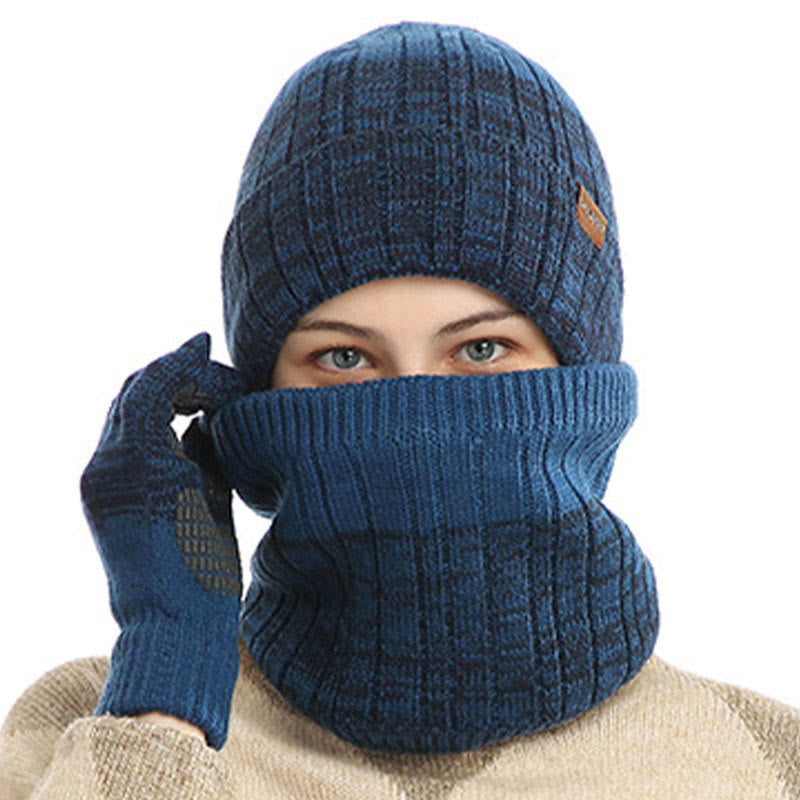 Outdoor-Wärmehandschuhe, Beanie-Schal, 3-in-1-Set
