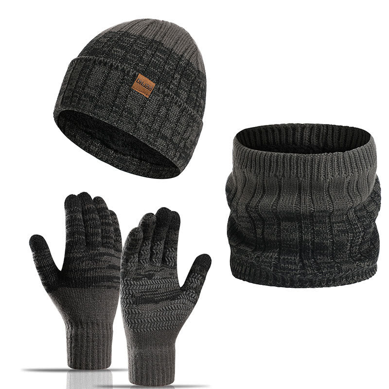 Outdoor-Wärmehandschuhe, Beanie-Schal, 3-in-1-Set