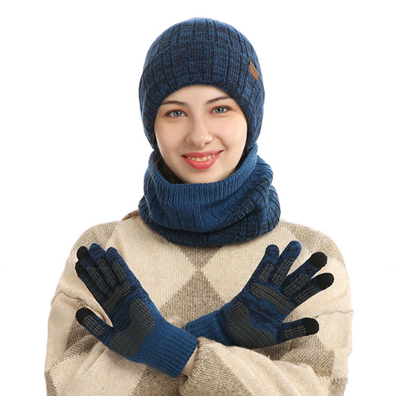 Outdoor-Wärmehandschuhe, Beanie-Schal, 3-in-1-Set