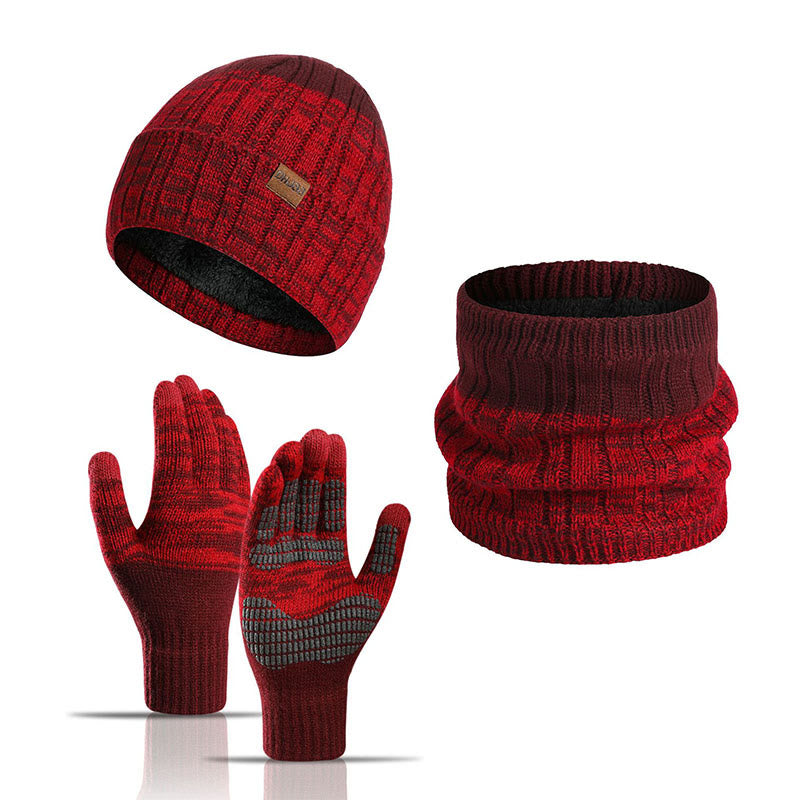 Outdoor-Wärmehandschuhe, Beanie-Schal, 3-in-1-Set - Rot - Einheitsgröße - image 15