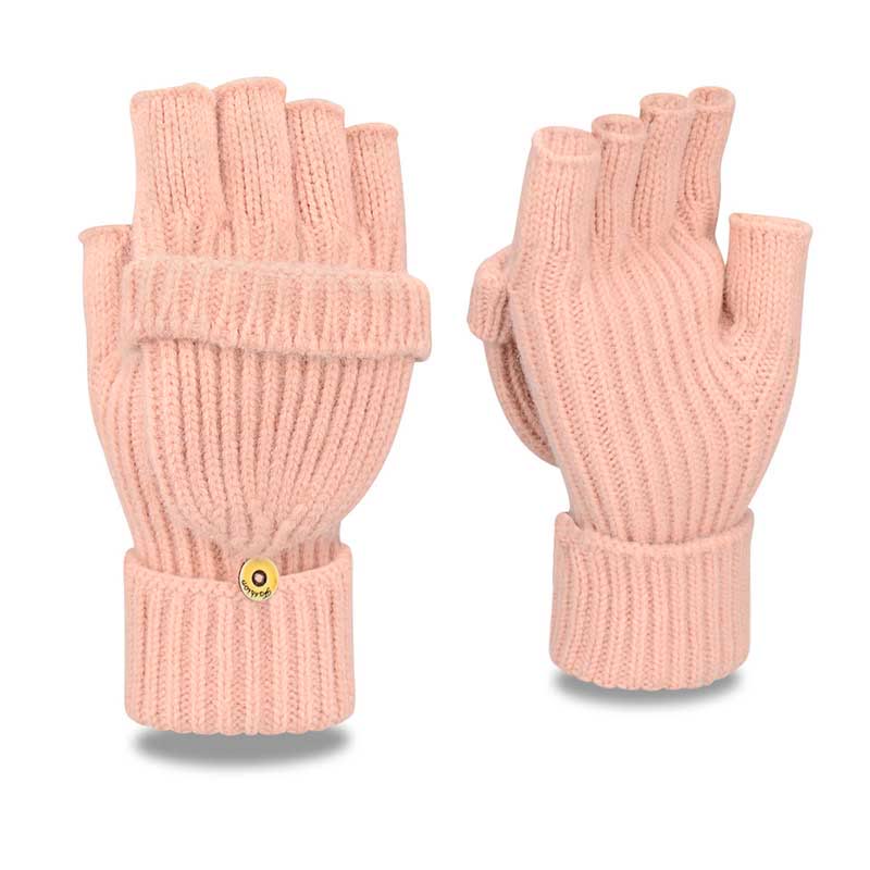 Warme fingerlose Strickhandschuhe für den Winter - Rosa - Einheitsgröße - image 9