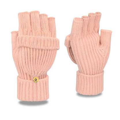 Warme fingerlose Strickhandschuhe für den Winter - Rosa - Einheitsgröße - image 9