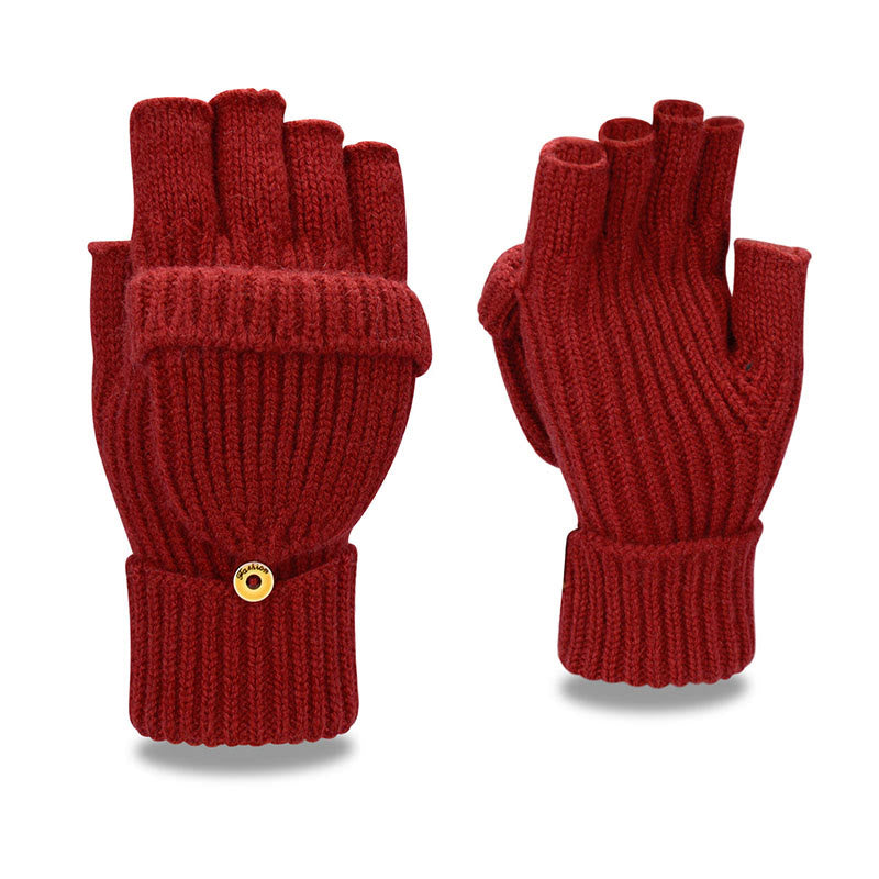 Warme fingerlose Strickhandschuhe für den Winter - Wein - Einheitsgröße - image 11