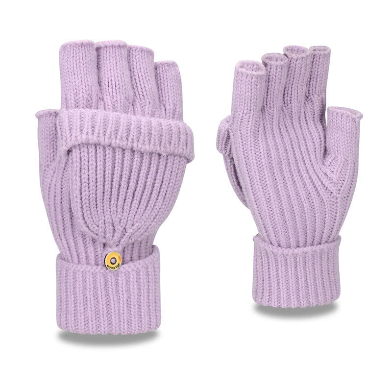 Warme fingerlose Strickhandschuhe für den Winter - Hellviolett - Einheitsgröße - image 12