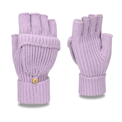 Warme fingerlose Strickhandschuhe für den Winter - Hellviolett - Einheitsgröße - image 12