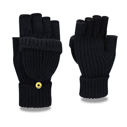 Warme fingerlose Strickhandschuhe für den Winter - Schwarz - Einheitsgröße - image 15