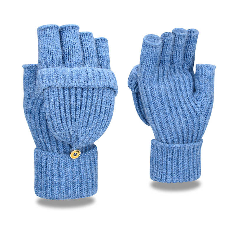 Warme fingerlose Strickhandschuhe für den Winter - Blau - Einheitsgröße - image 13