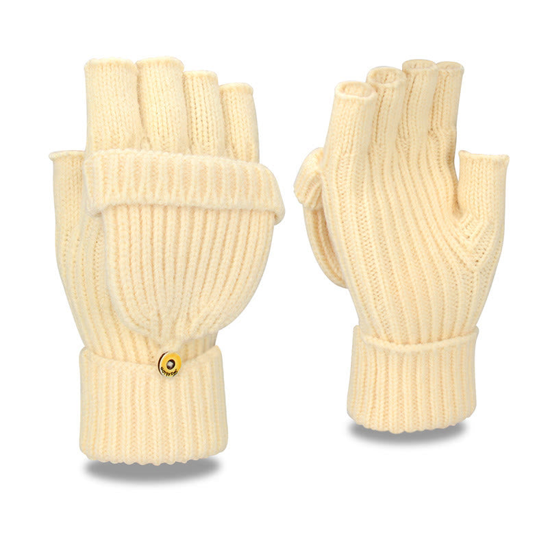 Warme fingerlose Strickhandschuhe für den Winter - Aprikose - Einheitsgröße - image 16