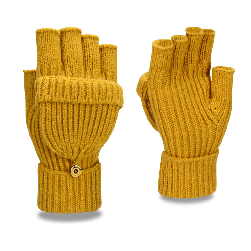 Warme fingerlose Strickhandschuhe für den Winter - Gelb - Einheitsgröße - image 14