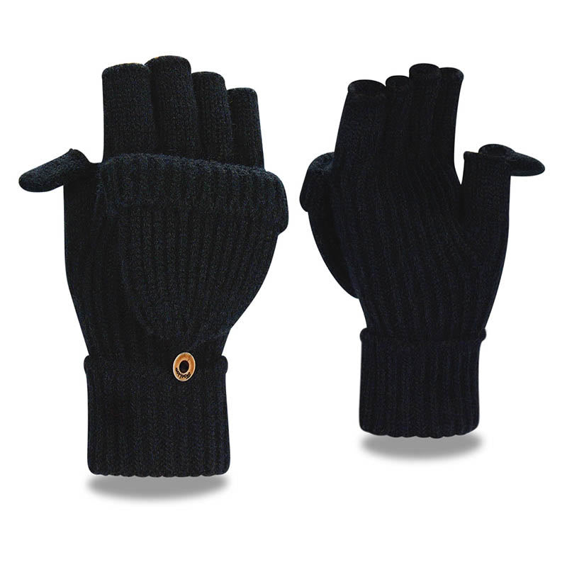 Weiche, umwandelbare Laschenhandschuhe - Schwarz - Einheitsgröße - image 0