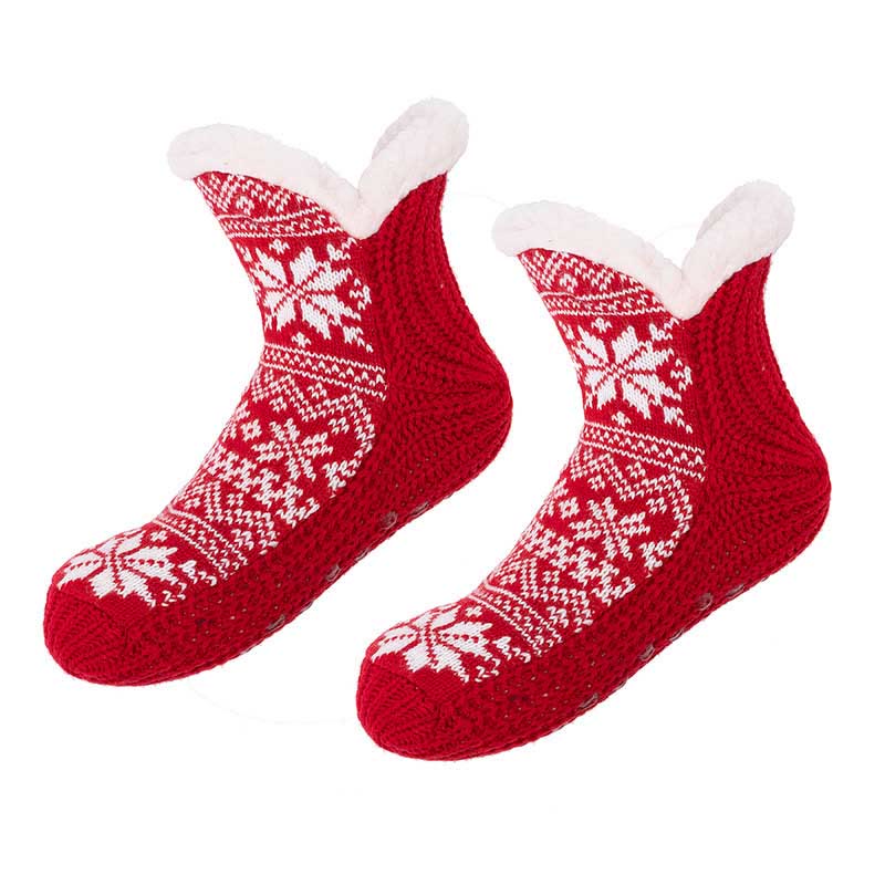Übergröße V-Hausschuhsocken in Schneeflockenform - Rot - EU36-42 (US3-8,5) - image 9