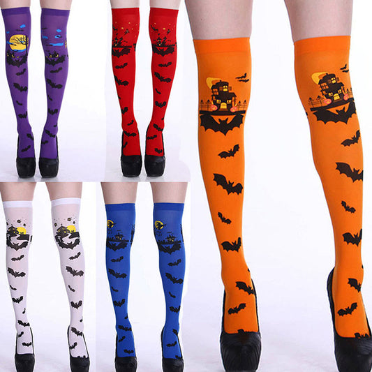 Halloween-Kniestrümpfe mit Spukfledermäusen (5 Paar) - Mehrfarbig - EU37-40 (US4-7) - image 0