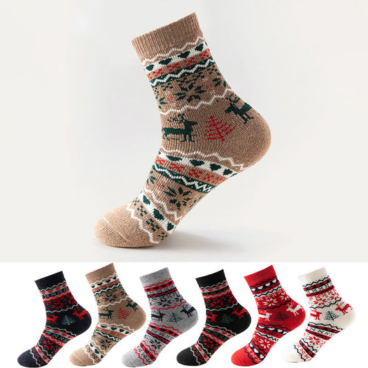 Weihnachtssocken mit Elch- und Schneeflockenmotiv (6 Paar) - Mehrfarbig - EU37-40 (US4-7) - image 1