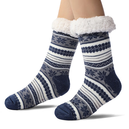 Farblich passende Hausschuhsocken mit Schneeflockenmotiv in Übergröße (2 Paar) - Marineblau - EU39-44 (US6-10) - image 3