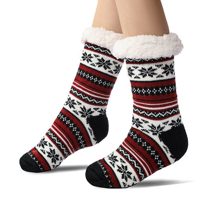 Farblich passende Hausschuhsocken mit Schneeflockenmotiv in Übergröße (2 Paar) - Wein - EU39-44 (US6-10) - image 5