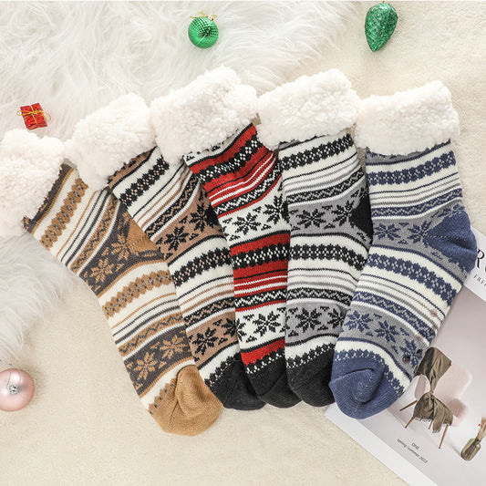 Farblich passende Hausschuhsocken mit Schneeflockenmotiv in Übergröße (2 Paar) - image 1