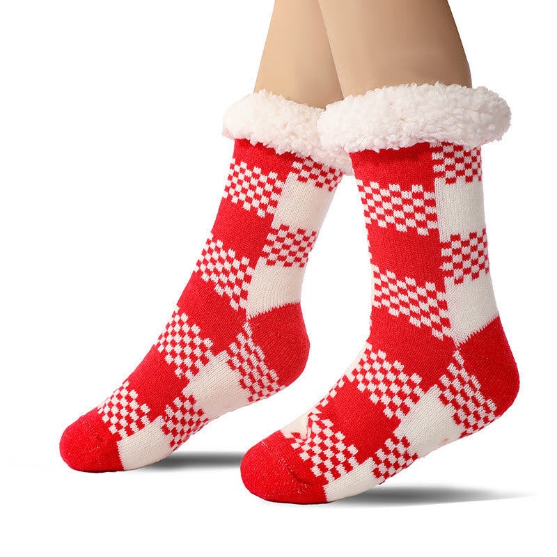 Übergrößen-Hausschuhsocken mit Gittermuster - Rot - EU37-42 (US4-8,5) - image 5