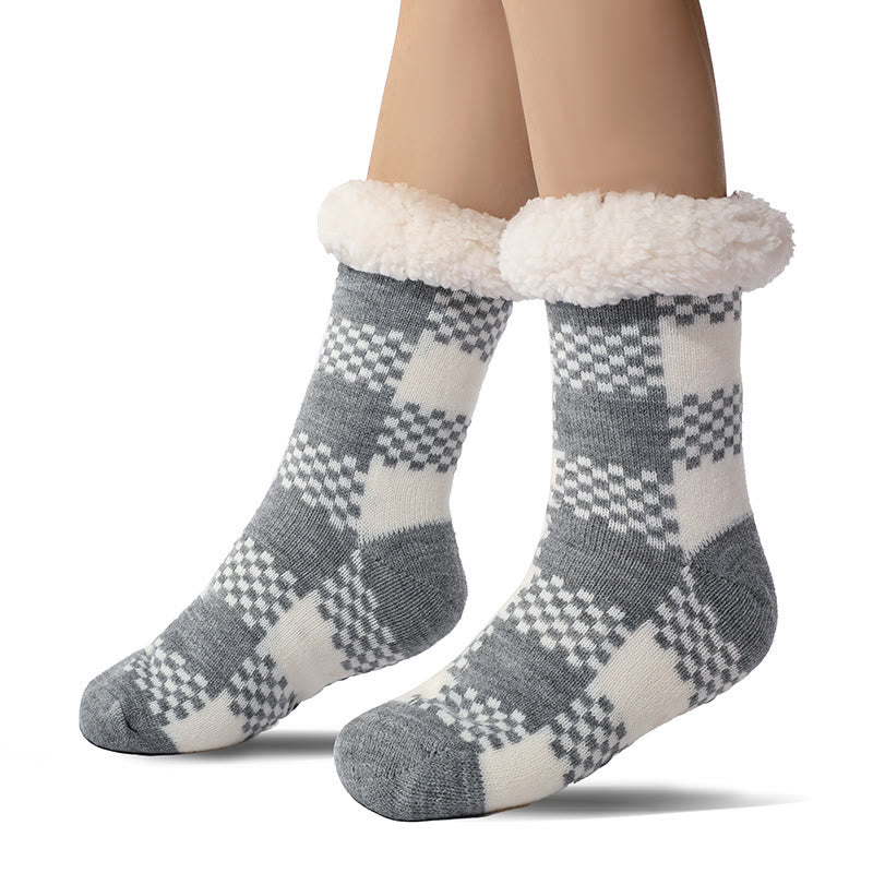 Übergrößen-Hausschuhsocken mit Gittermuster - Grau - EU37-42 (US4-8,5) - image 4