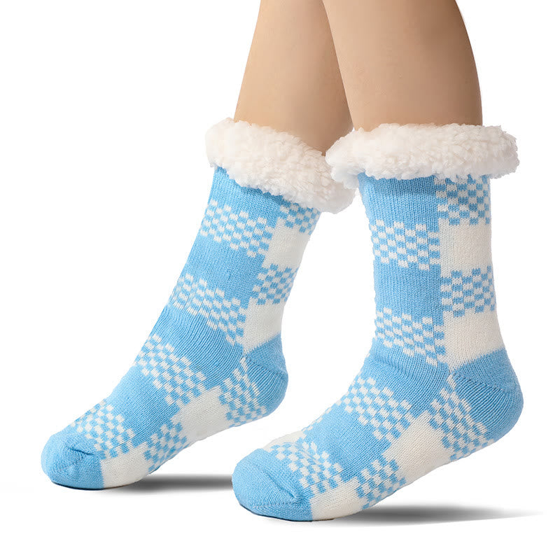 Übergrößen-Hausschuhsocken mit Gittermuster - Seeblau - EU37-42 (US4-8,5) - image 3