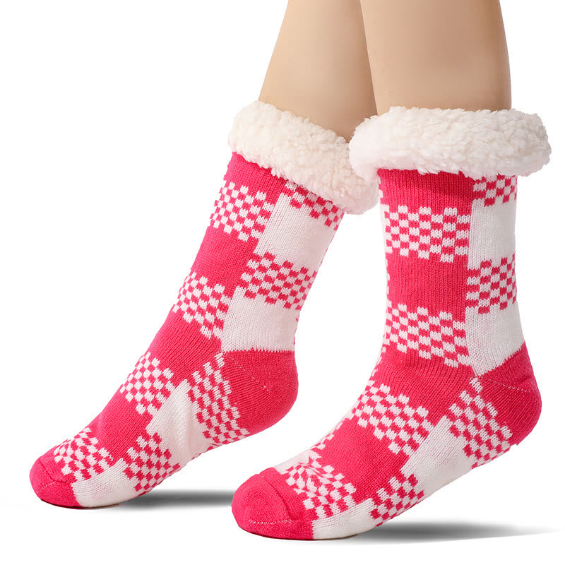 Übergrößen-Hausschuhsocken mit Gittermuster - Rose - EU37-42 (US4-8,5) - image 6