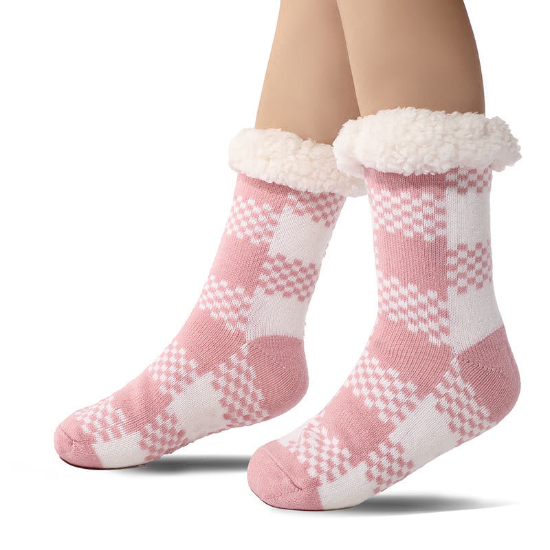 Übergrößen-Hausschuhsocken mit Gittermuster - Rosa - EU37-42 (US4-8,5) - image 2