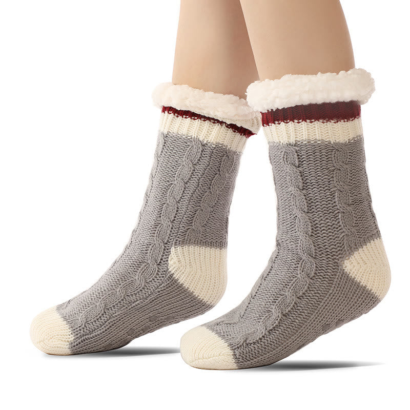Reinfarbige Lammfell-Hausschuhsocken - Hellgrau - EU37-40 (US4-7) - image 4