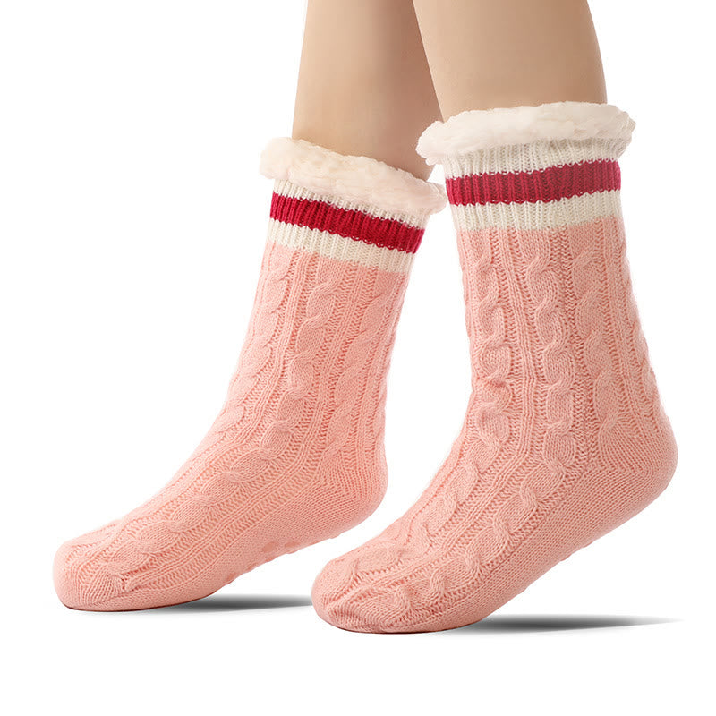 Reinfarbige Lammfell-Hausschuhsocken - Rosa - EU37-40 (US4-7) - image 5