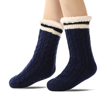 Reinfarbige Lammfell-Hausschuhsocken - Marineblau - EU37-40 (US4-7) - image 3