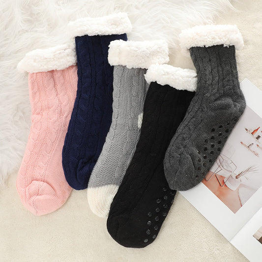 Reinfarbige Lammfell-Hausschuhsocken