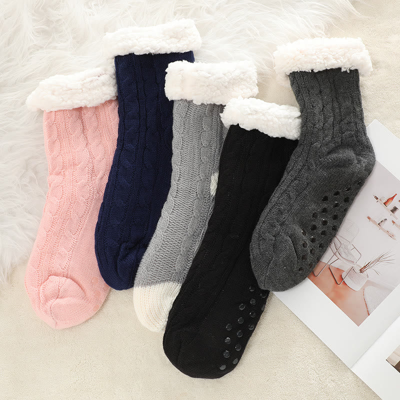 Reinfarbige Lammfell-Hausschuhsocken - image 0