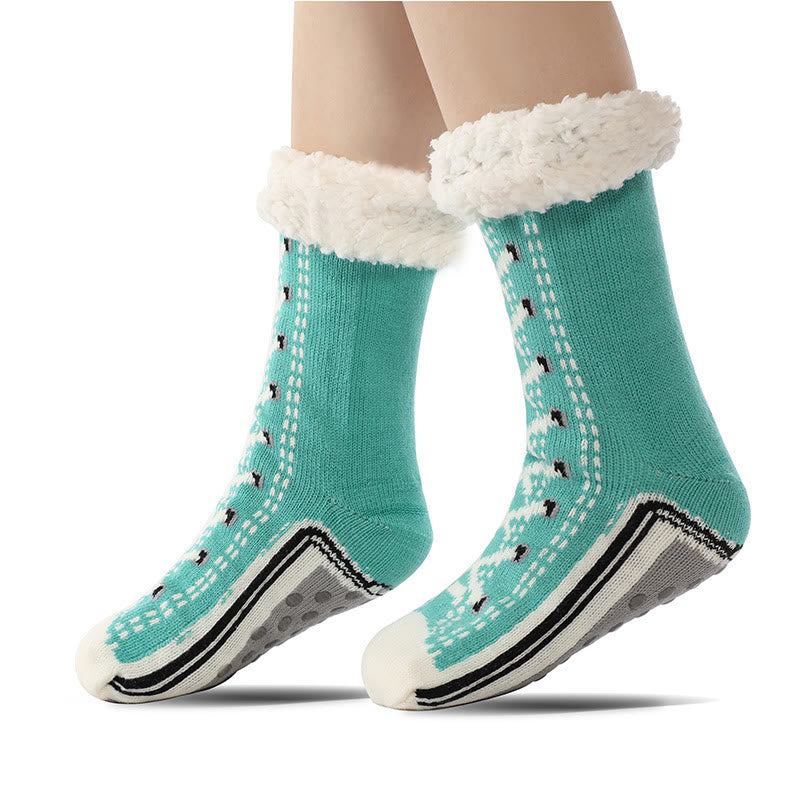 Slipper-Socken mit 3D-Schnürsenkeln - Seeblau - EU37-40 (US4-7) - image 4