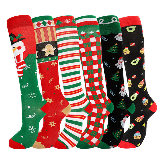 Kompressionsstrümpfe mit süßem Weihnachtsmuster (6 Paar) - Mehrfarbig - S/M - image 0